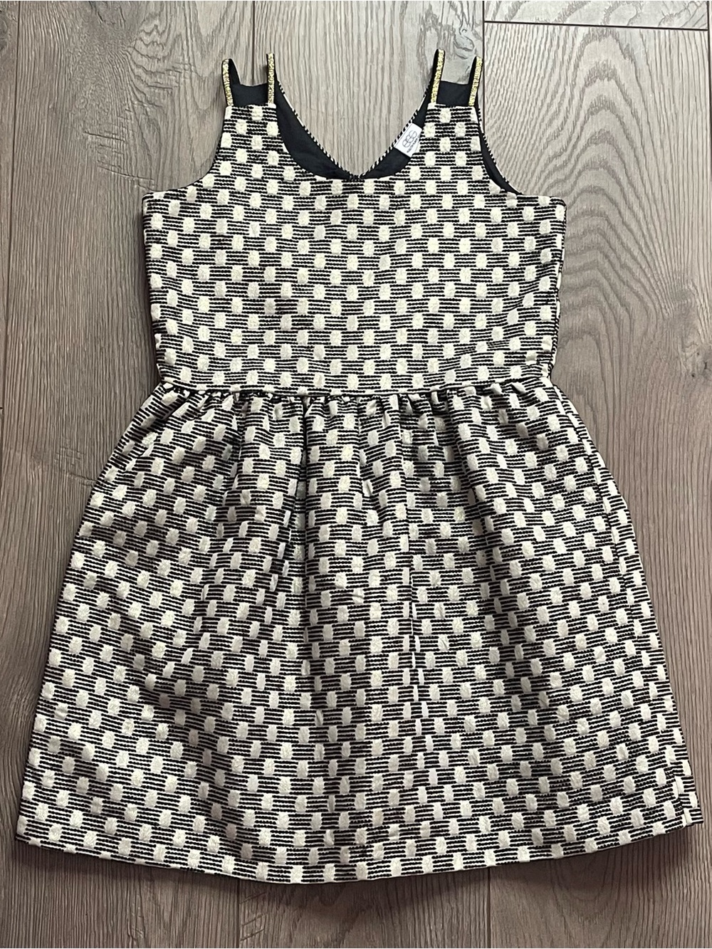 Egg by Susan Lazar Black and Gold Girls Size 7 Shimmer Party Dress